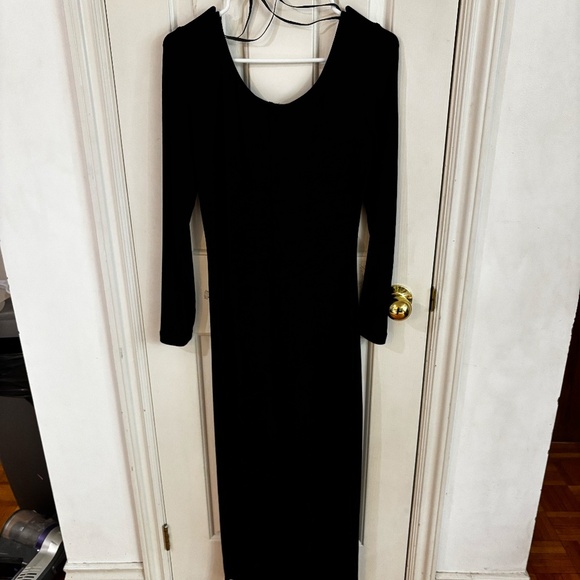 y2k black slinky scoop neck dress - Picture 4 of 5